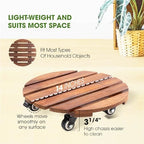 Idzo 2-Pack 14 Inch Acacia Wood Plant Caddy with Wheels – Heavy-Duty Plant Dolly with 264 Lbs Capacity, 360° Lockable Wheels for Large Plant Pots, Heavy Objects, Ideal for Indoor and Outdoor Use - Image 5