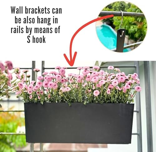 LaLaGreen Wall Planters for Outdoor (2 Pack, 14 Inch) Black Self Watering System Hanging Plant Box Flower Pot, Rectangular Wall Mount Indoor Vertical Living Garden Decoration Window Sill Herb Trendy - Image 6