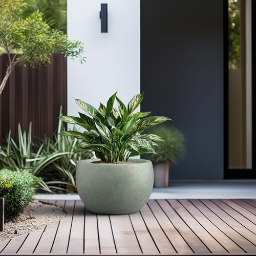 Kante Accent Round Bowl Mint Green Concrete Planter 15.7" Dia, Outdoor - Image 3