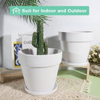 vensovo 8 Inch White Terracotta & Clay Pots with Saucer, 2 Pack - Image 5