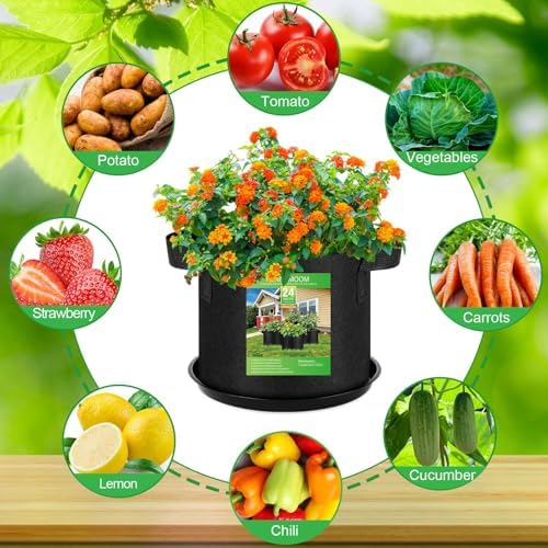 Funnymoom 24 Sets 1 Gallon Grow Bag with Plant Saucers for Indoor Outdoor - Image 5