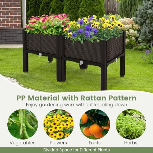 S AFSTAR Raised Garden Bed with Removable Legs & Brackets, 6 Pack Elevated Garden Planter Kits for Flowers Fruits Vegetables, Multiple Combination Planting Box Container for Garden Patio Balcony - Image 7