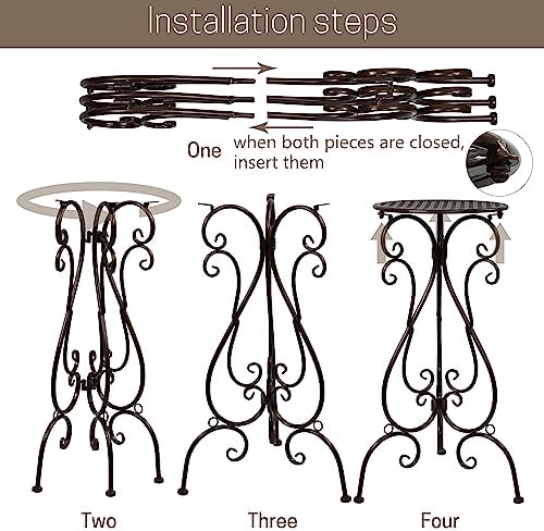 NAKUPE 2 Pack Plant Stands Indoor Outdoor, Metal Flower Pot Holder 22.5 inch Tall, Heavy Duty Pedestal Plants Stand for Patio Garden Porch Corner Balcony, Brown - Image 5
