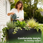 Worth Set of 2 Raised Metal Planter Box with Legs, Large & Small Matte Black Galvanized Steel Elevated Garden Beds with Drainage Hole & Plug for Vegetables, Flowers & Herbs, Indoor & Outdoor Use - Image 7