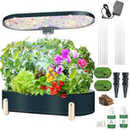 Indoor Garden Hydroponics Growing System12 Pods Plant Germination Kit Aeroponic Herb Vegetable Growth Lamp Countertop with LED Grow Light Hydrophonic Planter Grower Automatic Water Circulation (Green) by KUGUAN
