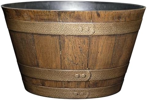 20.5" Jameson Whiskey Barrel with Drainage in Distressed Oak by GROWSCAPE