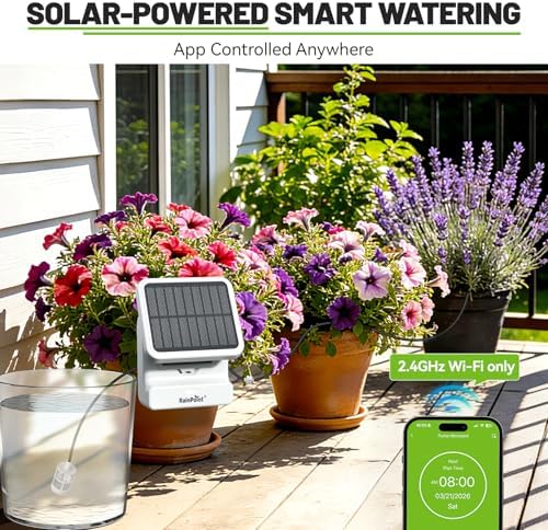 RAINPOINT Smart WiFi Solar Drip Irrigation System for indoor & Outdoor Use,APP Control Automatic Plant Waterer Device Kit Water Shortage Protection Push&Email Notification Grow Tent Water 10-20 Plants - Image 2