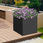 CNCEST 24 Inch Square Galvanized Steel Garden Planter Box Black - Image 3