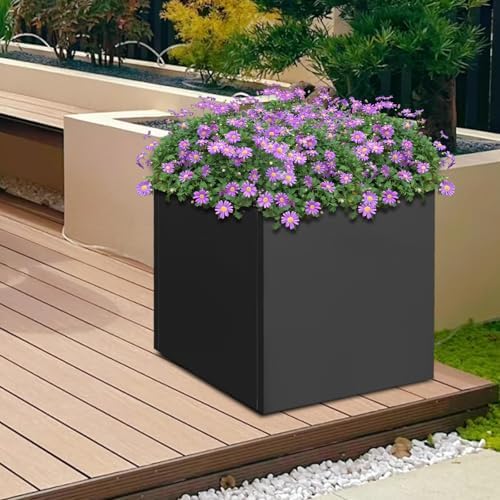 CNCEST 24 Inch Square Galvanized Steel Garden Planter Box Black - Image 3