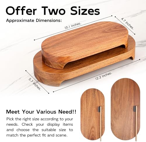 Acacia Wood Risers for Decor Display, Bathroom Counter Decorative Tray, Soap Dish Risers, Pedestal Stand for Bottles,Candle,Plant, Counter Decor for Vanity. (Nature L) - Image 5