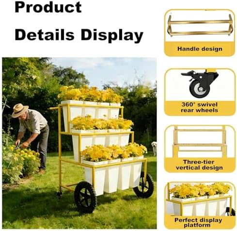 White Mobile Metal Plant Stand, 360 Rolling Flower Rack - Image 4