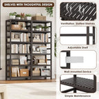 FOTOSOK 6-Tier Bamboo Shelf with Adjustable Shelves, Bamboo Kitchen Cabinet - Image 6