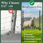 Metal Fence Posts 6 FT Black (Pack of 10) – Heavy Duty U Post for Wire Fencing, Rustproof Powder-Coated Steel Fence Stakes, No-Dig Fence Posts for Farm, Orchard, Yard & Temporary Fencing - Image 5