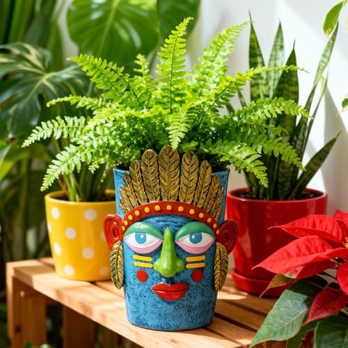 Face Planters - 7inch Abstract Face Planter Pot Unique Plant Pots - Image 3