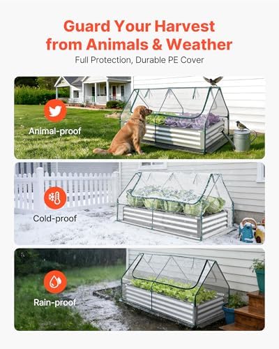 VEVOR 6x3x1FT Metal Raised Garden Bed with Greenhouse Cover, Outdoor Galvanized Planter Raised Beds for Gardening for Vegetables Flowers and Fruit - Image 3