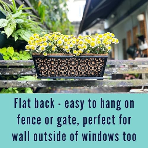 LaLaGreen Garden Wall Planter (16 in, 4 Pack) Black Window Box with Liner - Image 6