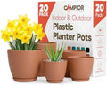 Planter Pots with Drainage Holes - Lightweight, Durable, and Space-Saving Pots for Indoor and Outdoor - Versatile Functionality, Simple Modern Design, Set of 20 Plastic Planter Pots - Terracotta by Campior