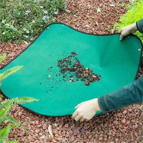 Foldable Planting Mat Waterproof Potting Tray Garden Transplanting Mats Gardening Pad Plant Pruning Tool for Indoor Plant Repotting(Green 100X100CM) - Image 4