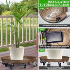 20" Metal Plant Caddy, Heavy Duty Planter Pot Mover with Iron Lockable Wheels and Drain Hole, Large Rolling Dolly Planter Caddy Flower Pot Indoor and Outdoor Flowerpot Tray (1pcs) - Image 5