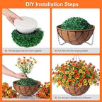 Fake Mums Artificial Fall Flowers Hanging Baskets Outdoors for Decoration - Image 3