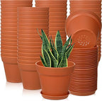 Mumufy Terracotta 54 Pack 4 Inch Plant Pots Bulk Plastic with Drainage, by Mumufy