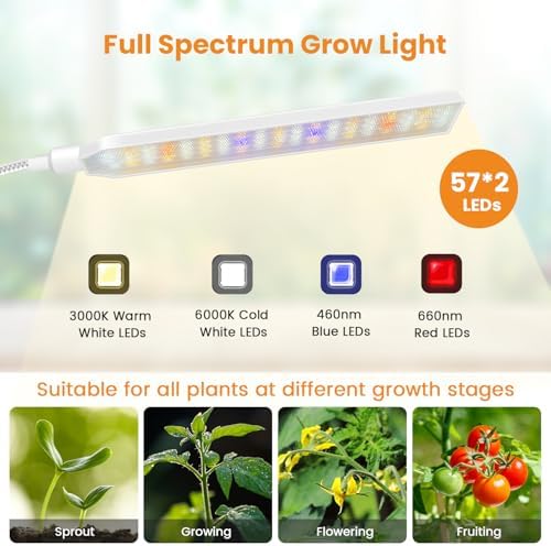 Kullsinss Tall Grow Lights for Indoor Plants with Stand, 2-Head 114 LEDs - Image 4