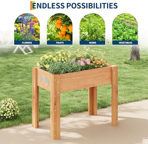 IDEALHOUSE 34"x18"x30" Elevated Wood Raised Garden Bed Planter Box - Image 2