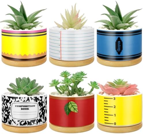 Remerry 6 Pcs Christmas Teacher Gifts Ceramic Succulent Plant Pot, Classic by Remerry