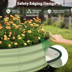Winpull Raised Garden Bed Kit, 4x4x1 ft Round Galvanized Planter Box Outdoor with Safety Edging, Large Metal Raised Beds for Gardening Vegetables Flower Fruits (Avocado Green) - Image 2