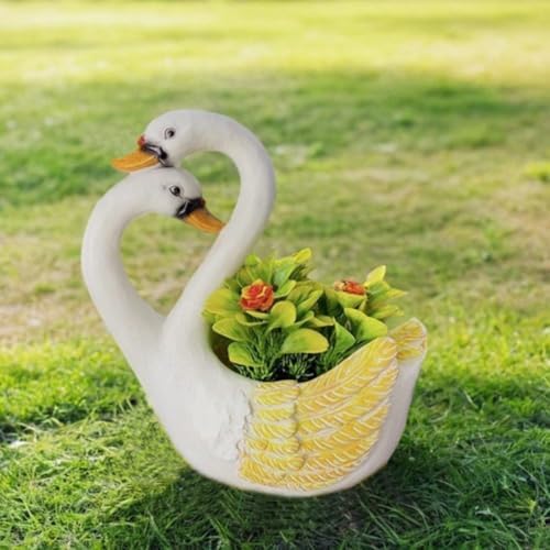 White Resin Flower Container Garden Decor, Outdoor with Pastoral Patio and Balcony, Lightweight Lasting Craft Ornament(Model B) - Image 5