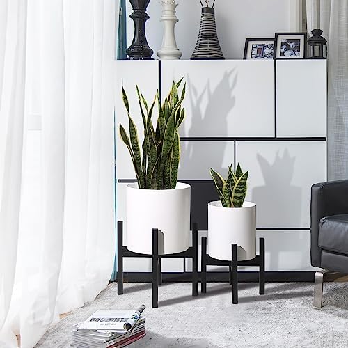 12 inch & 10 inch Plant Pot with Stands Set of 2 with Drainage Plug - Image 2