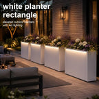 GSK 30" H Rectangular Metal Planter with Led Light for Indoor Outdoor White - Image 6