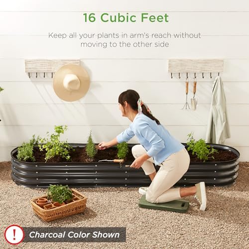 Best Choice Products 8x2x1ft Outdoor Metal Raised Garden Bed, Oval Deep Root Planter Box for Vegetables, Flowers, Herbs, and Succulents w/ 108 Gallon Capacity - Peacock Blue - Image 6