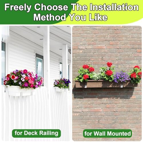 Leinuosen 8 Pcs Adjustable Window Boxes Brackets Planter Box Bracket Heavy Duty Deck Railing Hanging Flower Stand for Windowsill Garden Fence Balcony (White) - Image 6