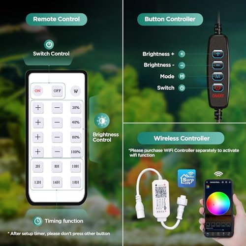 Lominie Aquarium Plant Light 26W Freshwater LED Aquarium Light Full Spectrum with Remote Control for Refugium Shrimp Tropical Fish Tank - Image 5