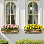 24 Inch Railing Planter Box Window Boxes Planters - 2 Pack Deck Railing Planter Boxes with Adjustable Brackets Coco Liners Balcony Planters Railing Hanging for Window Flower Boxes Outdoor Garden Decor - Image 5
