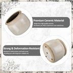 7.7″ Large Vintage Ceramic Plant Pot Pure Beige Rustic Planter with Ice Crackle Glaze & Drainage Hole for Indoor Outdoor Plants Farmhouse Home Kitchen Office Decor Gift for Women Teacher - Image 3