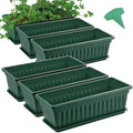 GROWNEER 6 Packs 17 Inches Green Flower Window Box Plastic Vegetable Planters Long Pots with 15 Pcs Plant Labels for Outdoor Indoor Windowsill Patio Garden Home Decor Porch by GROWNEER