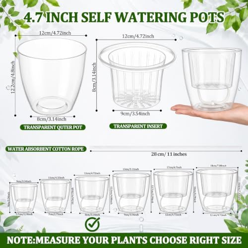 Self Watering Plant Pots, 4.7'', Transparent, 36 Pcs - Image 2