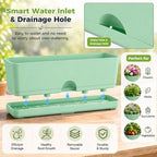 6 Pack Rectangle Planter 16 Inch Window Boxes Planters Rectangular Window Sill Planters Indoor Self Watering Plant Pots with Drainage Holes and Saucers Succulent Herb Flower Pots, Macaron Color - Image 6