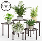 Metal Plant Stand Indoor Outdoor,Indoor Plant Stands for Patio Rust Proof,Heavy Duty Flower Pot Stands for Multiple Plant,Brown Potted Plant Holder for Garden Home (5 Pack Brown) by NUZZERO