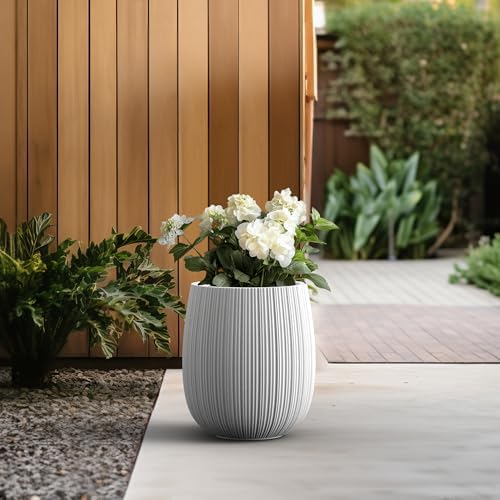 Kante Accent Round Curved White Concrete Planter 12.6" Dia, Outdoor - Image 4