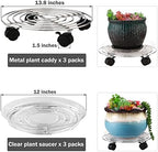 3 Packs Metal Plant Caddy 13.8” Plant Dolly with Wheels Heavy-duty Wrought Iron Rolling Plant Stand with Casters Indoor and Outdoor Plant Pot Roller Base Plant Mover Saucers, Bright Silver - Image 3