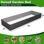 2PCS 9x3x1ft Galvanized Raised Garden Bed Kit,Metal Planter Box for Vegetables,Flowers,Herbs Durable Rust-Resistant Patio Gardening Beds,Black - Image 2