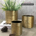 WGVI Gold Etched Ceramic Cylinder Vase Width 3.75" Height 4", Flower Arrangements, Candle Holder, Terrarium Planter Pot, Storage Container Organizer, Pen Brush Holder, Scratched Texture, 6 Pcs - Image 6