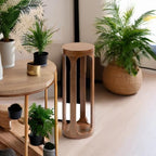 Kate and Laurel Dahl Wooden Round Drink Table; 8 x 23; Walnut Brown; Mid-Century Modern Circle Wood Accent Pedestal Table for Living Room Plant Stand or Small Bedroom Nightstand - Image 5