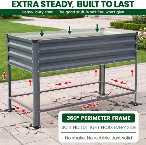 1MORE Raised Garden Bed with Leg,48×24×32in Elevated Planter Bed Grey,1Pcs - Image 7