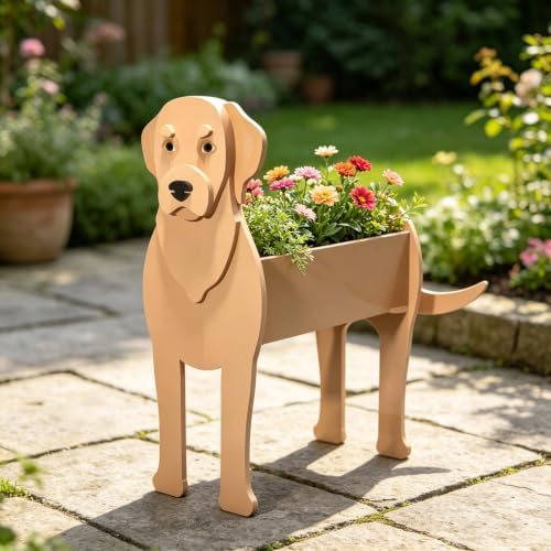 Animal PVC Flower Pot, Labrador Retriever Shaped Succulent Planter Flower Holder for Garden Patio Balcony Window Sill, for Birthday Pet Lovers, 43x27cm(17x11in) - Image 2