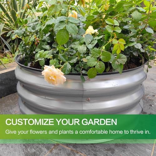 GARDMAX 2 Pack 2x2x1FT Galvanized Round Raised Garden Bed Kit, Metal Planter Boxes Outdoor with Easy Assembly, Large Garden Bed for Vegetables, Fruits, Flower, Herbs Milk White - Image 4