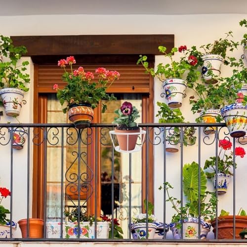 Milisten 2Pcs Railing Hanging Planter Holder White Iron Flower Pot Basket - Image 4